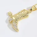 Golden cowboy boot pendant necklace featuring sun pattern and white zircon inlay - Boots