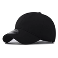 Classic plain black closed baseball cap with breathable elastic fabric detail view - Black