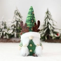 Gnome de Noël en peluche avec corps en paillettes vertes, bois de renne et clochettes - Décoration de Gnome Femelle (D-BJ91)