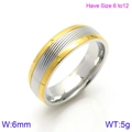 6mm two-tone gold and silver stainless steel ring with vertical brushed texture finish - US 6 / Men Two-tone Ring (KR86522-K)
