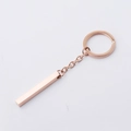 Portachiavi in acciaio inossidabile lucidato oro rosa con ciondolo a barra rettangolare - 25mm / Oro rosa