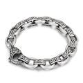 Vintage Herrenarmband aus Edelstahl mit eingraviertem Muster und rechteckigen Kettengliedern - Vintage Geschnitzter Stil (KB161370-KJX)