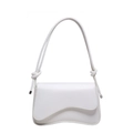 Chic white leather shoulder bag with wavy flap and decorative knotted straps for summer - White
