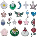 Collezione di 19 ciondoli assortiti in smalto colorato per la creazione di gioielli DIY - Mix 20 Pezzi Ciondoli in Smalto K Bianco