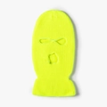 Neon green 3-hole knitted balaclava mask with ribbed texture for winter outdoor skiing - One Size / Neon Yellow