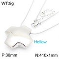 Polished silver stainless steel hollow cross pendant on a sleek snake chain necklace - Silver 3D Hollow Cross Style (KN286403-HM)