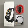 M8 smart band set including black tracker unit, red strap, and magnetic charger cable - M8 Magnetic Model - Red (Hryfine)
