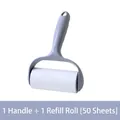 Lint roller set with grey ergonomic handle and one 50-sheet sticky refill roll - Dark Grey (1 Handle + 1 Roll - 50 Sheets)