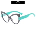 Elegant TR90 cat-eye glasses frame with translucent grey front and mint green temples - Transparent Gray Frame Green Legs