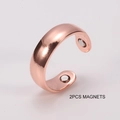 Detailed view of the open copper magnetic ring featuring two embedded therapy magnets - Adjustable Open / Smooth Open-2 Magnets / Polished Copper