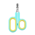 Cat nail clipper with round hole stainless steel blades in yellow and teal finish - D-Type / Green