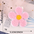 Pink chenille sunflower patch 5.1cm with yellow center for DIY clothing and accessories - Hot Melt Adhesive / Pink