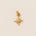 Gold star pendant with clear cubic zirconia stone and dual hanging rings for necklaces - Star 7mm