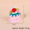 Pink heart waffle cake keychain with cream and rose details for bags and phones - Gold Bead Chain / 032 Blue-green Jam Cake