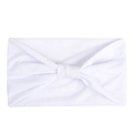 Elastic white sports headband featuring a stylish central knot and soft knitted fabric - Solid White