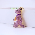 Portachiavi a forma di canguro dorato con strass viola e dettaglio piccolo - Viola Chiaro