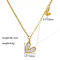 Asymmetric gold necklace with white mother of pearl heart pendant and elegant chain details - [XKN0615] Double Heart Necklace Gold