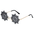 Lunettes de soleil sans monture en forme de flocon de neige avec branches dorées - Monture Dorée Verres Gris