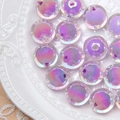 Perle rotonde galvanizzate viola iridescenti per gioielli fai-da-te su piatto - Viola