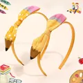 Handmade pencil-shaped fabric headbands with yellow polka dots for back-to-school season - Combination 2