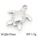 Silver stainless steel sea turtle charm with textured shell, 20x17mm beach jewelry pendant - Silver Sea Turtle (KLJ9974-Z)