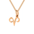 Rose gold Aries zodiac pendant necklace with polished finish on a stainless steel chain - Aries-Rose Gold