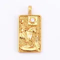 Gold-plated brass Tarot Death card pendant with cubic zirconia inlay for jewelry making - 14. Death