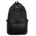 Zaino minimalista in pelle PU nera per studenti con design a grande capacità spazioso - Nero