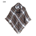 Kids plaid poncho featuring multi-color check pattern and leather horn buckle closure - One Size / White Coffee