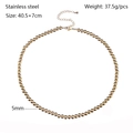 Detailed size specifications for 18K gold plated 5mm stainless steel bead necklace - 5mm