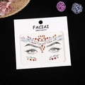 Rainbow face jewels featuring teardrop and round rhinestones with a symmetric design - Iridescent Red Style