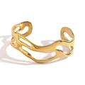 Minimalist wavy open cuff bracelet in 18K gold plated stainless steel with hollow design - Gold
