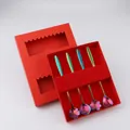 Rainbow plated stainless steel floral long handle spoons set in a red gift box - 4Pcs Set / Iridescent [Red Box]