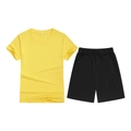 Children's summer set featuring a bright yellow t-shirt and black casual shorts in size 140 - Top And Bottom / Yellow/Black / 100cm