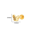 Gold butterfly labret piercing with clear crystals and 1.2x8mm flat back post - Butterfly / Gold