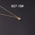 Golden necklace with pink heart zircon peach pendant and green stone leaves - Pink Heart Pendant Style (607-16#)