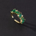 Vintage gold snake ring with emerald green zircon and adjustable open band design - Rectangle Green Zircon Style