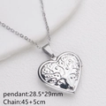 Silver stainless steel heart locket necklace with tree of life design, 28.5mm size - Steel Color Tree of Life