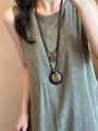 Détail du collier bohème en cordon de cire avec breloques papillon et pendentifs en bois - 6# Double Couche Bois Métal
