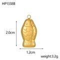 Macro view of a golden fish pendant with detailed scales and a top connection ring - Fish Scale Pattern Style (HP1338B)