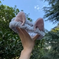 Cute gray-blue plush cat ear headband with pink inner ears for face washing - Light Blue