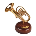 Carillon a forma di strumento dorato su base in noce con targhetta Music Box incisa - Stile Tromba (YL2057)