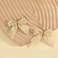Set of two natural linen bows with gold metallic center for Christmas decoration - 7*7.5cm / Yellow (Style 5)