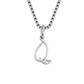 Collier pendentif lettre Q en acier inoxydable avec cœur et chaîne maille vénitienne - Style Lettre Q / Couleur Acier