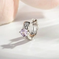 Single silver stud earring featuring a brilliant round purple zircon and polished finish - Blue Purple (Single)