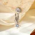 Ear cuff stella argento con pendente in cristallo blu per orecchie non forate - Clip per Orecchio a Stella Pezzo Singolo (A840)