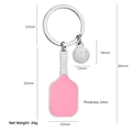 Pickleball-Schläger-Schlüsselanhänger in Rosa mit weißem Ball und Silberring - Rosa