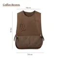 Waterproof coffee brown kitchen apron with cute rabbit pattern and adjustable strap - One Size / Coffee Brown-Vest Apron-With Wiping