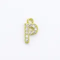 Micro-paved gold letter P pendant with sparkling cubic zirconia for jewelry making - Letter P / Gold