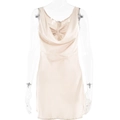 Mini robe en satin à col bénitier champagne sur mannequin transparent sans dos - S / Abricot